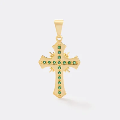 DIJE CRUZ SAGRADA CIRCONIAS VERDE